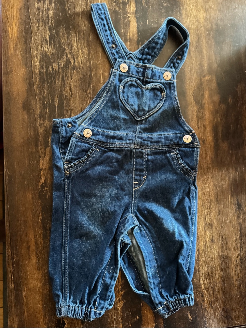 H&M Toddler Blue Denim Heart-Detail Overalls